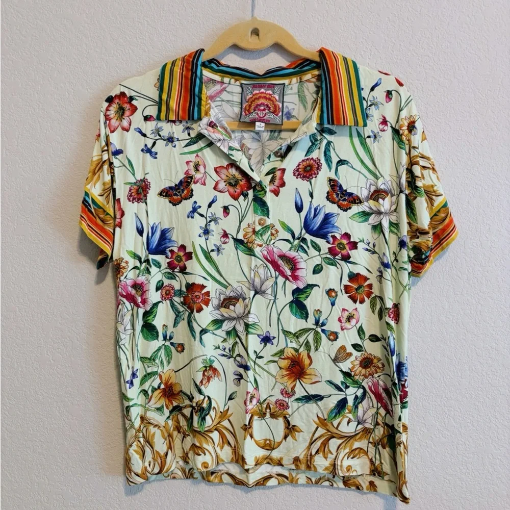 Johnny Was Felix Short Sleeve Polo Tee - Picture 5 of 5